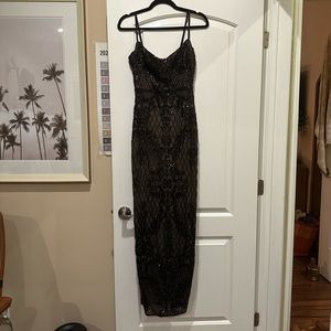 LULUS Moonlit Love Black Sequin Sleeveless Maxi Dress